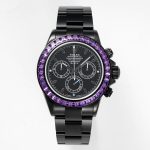 Rolex Mechanical Daytona Purple Diamond 40mm Watch Carbon Black Series