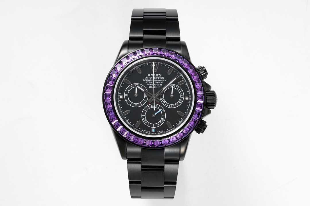 Rolex Mechanical Daytona Purple Diamond 40mm Watch Carbon Black Series Rolex Mechanical Daytona Purple Diamond 40mm Watch Carbon Black Series - Image 1