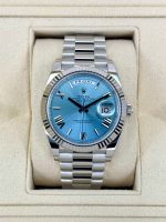 New 2024 Rolex Day Date Platinum 40mm 228236 Ice Blue Roman Dial Rolex