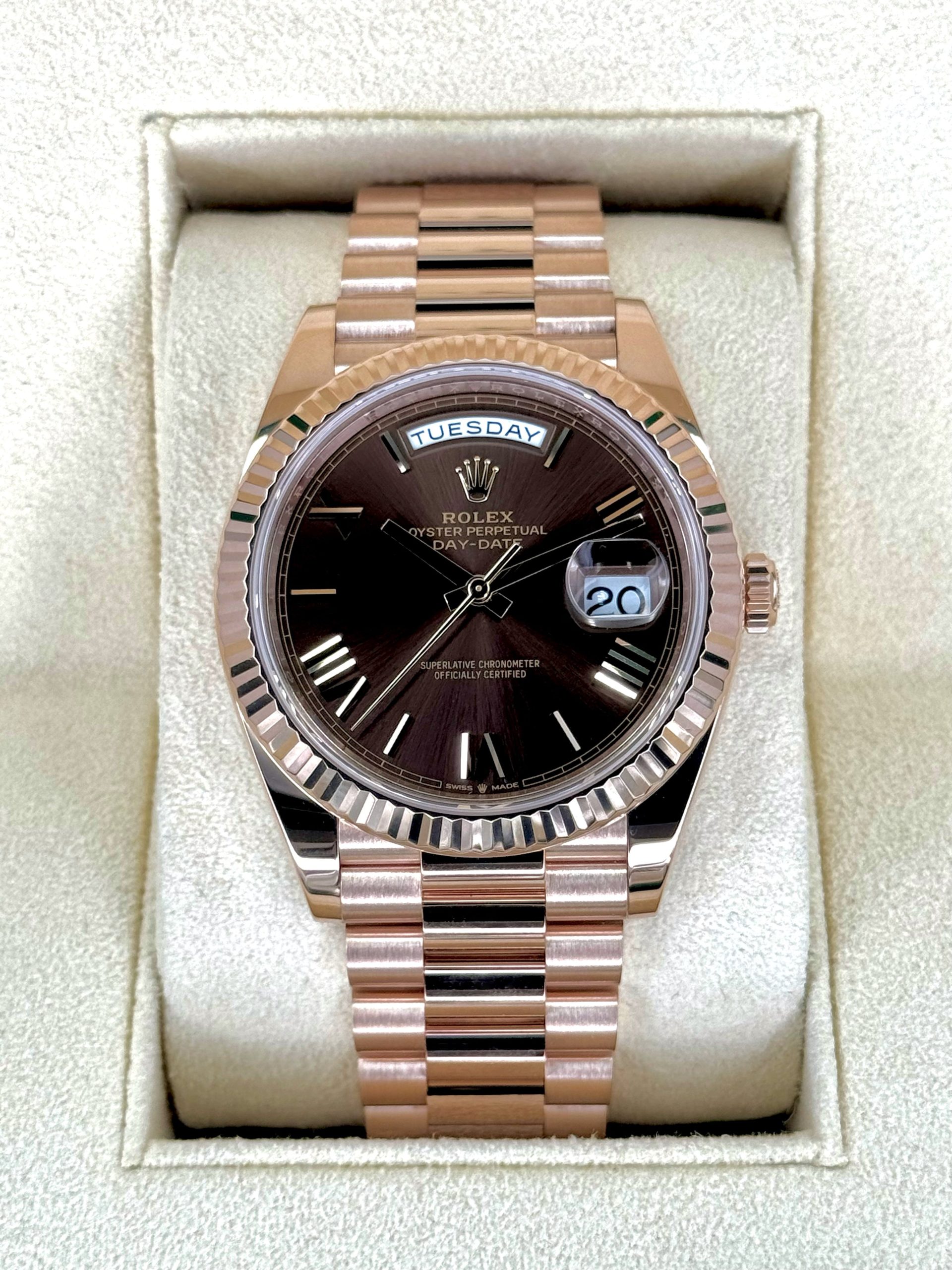 2024 Rolex Day Date 40mm 228235 Rose Gold Chocolate Dial Rolex 2024 Rolex Day Date 40mm 228235 Rose Gold Chocolate Dial Rolex - Image 1