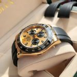 Daytona 40mm watch, gold dial, gold case, rubber strap - Image 5