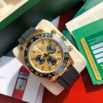 Daytona 40mm watch, gold dial, gold case, rubber strap - Image 6