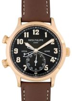 Patek Philippe - Cara Trava Pilot Travel Time| PATEK PHILIPPE| 5524R - 001| RG Brown Clock Automatic Winding Leather| Unused item|