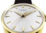 Patek Philippe - Calatrava| PATEK PHILIPPE| 570J| 1950 YG Champagne Clock Hand-wrapped Leather| Vintage| Middle Ages| - Image 7