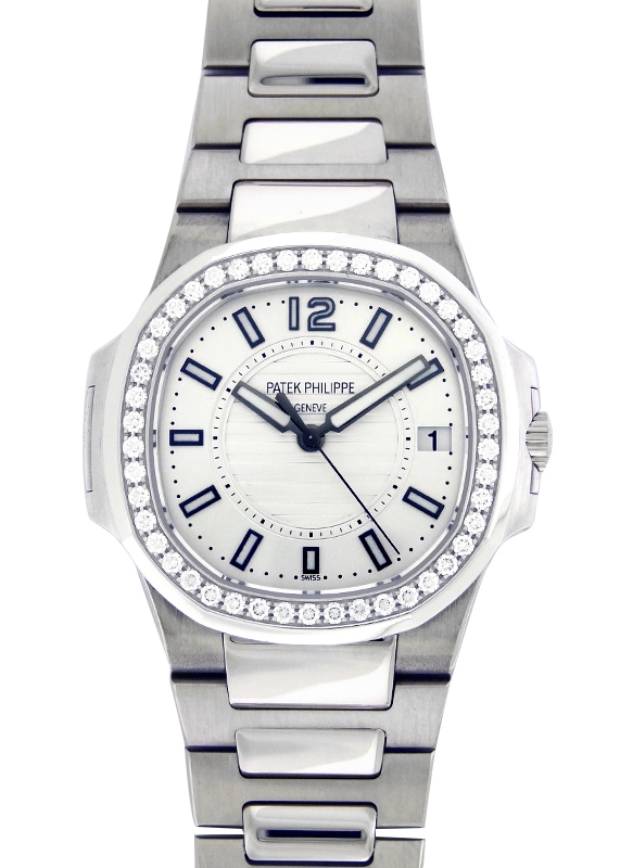 Patek Philippe - Nautilus Bezel Diamonds| PATEK PHILIPPE| 7010 / 1G - 001| WG Silver Dial Quartz Bracelet| Commissions| Middle Ages| Patek Philippe - Nautilus Bezel Diamonds| PATEK PHILIPPE| 7010 / 1G - 001| WG Silver Dial Quartz Bracelet| Commissions| Middle Ages| - Image 1