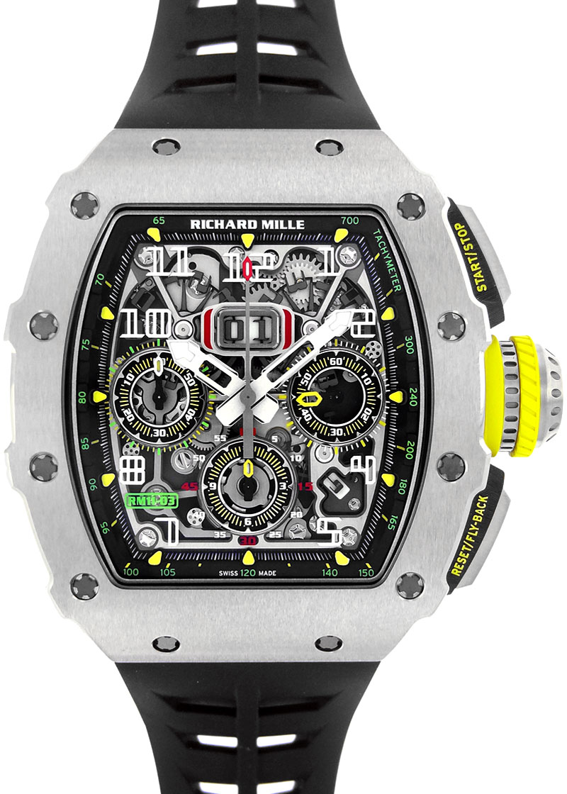 Richards Mill - Automatic Flyback Chronograph| RICHARD MILLE| RM11 - 03| TI Skeleton Clock Automatic Winding Rubber| Middle Ages| Richards Mill - Automatic Flyback Chronograph| RICHARD MILLE| RM11 - 03| TI Skeleton Clock Automatic Winding Rubber| Middle Ages| - Image 1