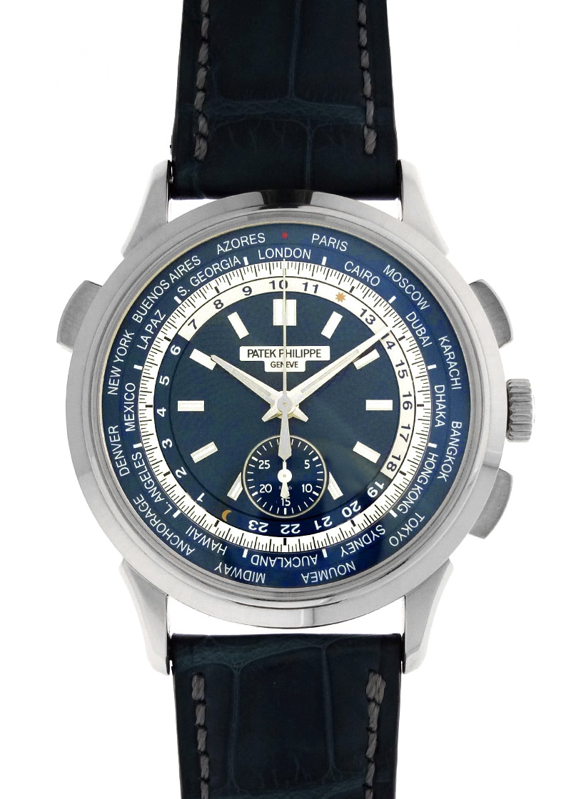 Patek Philippe - World Time Chronograph| PATEK PHILIPPE| 5930G-001| WG Blue Clock Automatic Winding Leather| Commissions| Middle Ages Patek Philippe - World Time Chronograph| PATEK PHILIPPE| 5930G-001| WG Blue Clock Automatic Winding Leather| Commissions| Middle Ages - Image 1
