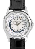 Patek Philippe - World Time| PATEK PHILIPPE| 5130G - 019| WG Silver Clock Automatic Leather