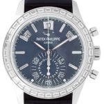 Patek Philippe - Annual Calendar Chronographs Diamond Bezel| PATEK PHILIPPE| 5961P| PT Blue Clock Automatic Winding Leather
