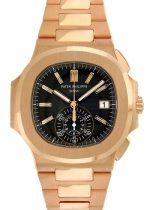 Patek Philippe - Nautilus Chronograph| PATEK PHILIPPE| 5980 / 1R - 001| RG Black Clock Automatic Winding Bracelet