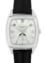 Patek Philippe - Gondor Calendar| PATEK PHILIPPE| 5135G-001| WG Silver Clock Automatic Leather| Middle Ages|