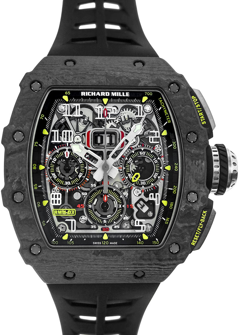 Richard Mill - Automatic Flyback Chronograph| by Richard Mille| RM11 - 03| Carbon TPT Skeleton Dial Autowinding Rubber| Richard Mill - Automatic Flyback Chronograph| by Richard Mille| RM11 - 03| Carbon TPT Skeleton Dial Autowinding Rubber| - Image 1