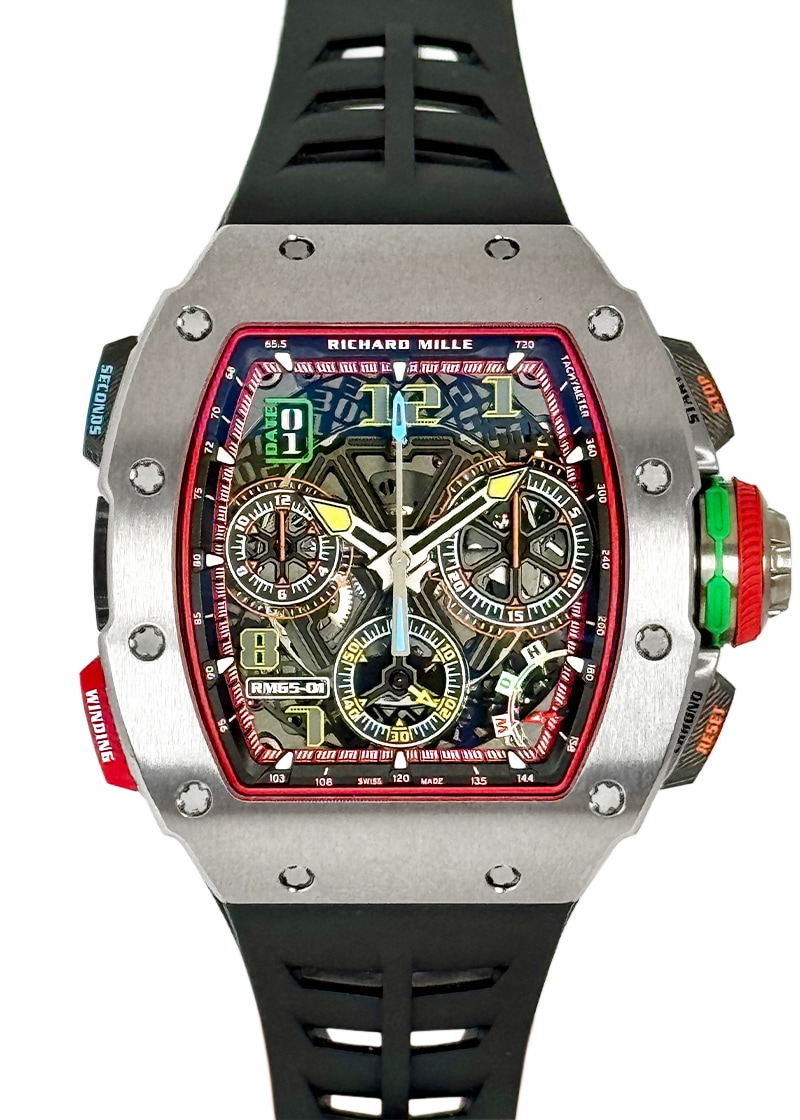 Richards Mill - Automatic Split Second Chronograph| RICHARD MILLE| RM65 - 01| TI Skeleton Clock Automatic Winding Rubber| Middle Ages Richards Mill - Automatic Split Second Chronograph| RICHARD MILLE| RM65 - 01| TI Skeleton Clock Automatic Winding Rubber| Middle Ages - Image 1