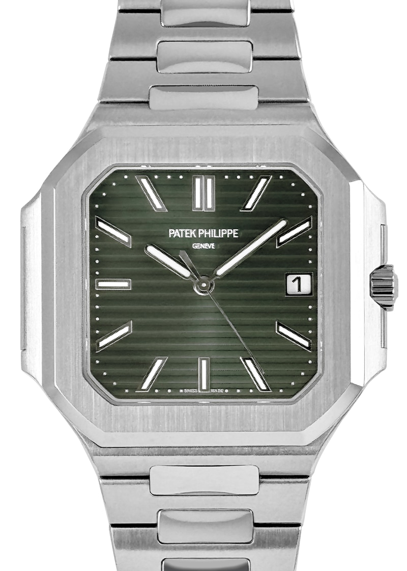 Patek Philippe - Cubitas| PATEK PHILIPPE| 5821 / 1A - 001| SS Olive Green Clock Automatic Winding Bracelet| Middle Ages Patek Philippe - Cubitas| PATEK PHILIPPE| 5821 / 1A - 001| SS Olive Green Clock Automatic Winding Bracelet| Middle Ages - Image 1