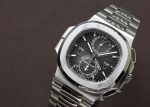 Patek Philippe - Nautilus Travel Time Chronograph| PATEK PHILIPPE| 5990 / 1A - 001| SS Black Clock Automatic Winding Bracelet| Middle Ages| - Image 8