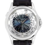 Patek Philippe - World Time| PATEK PHILIPPE| 5130P - 001| PT Silver / Blue Clock Automatic Leather| Middle Ages|