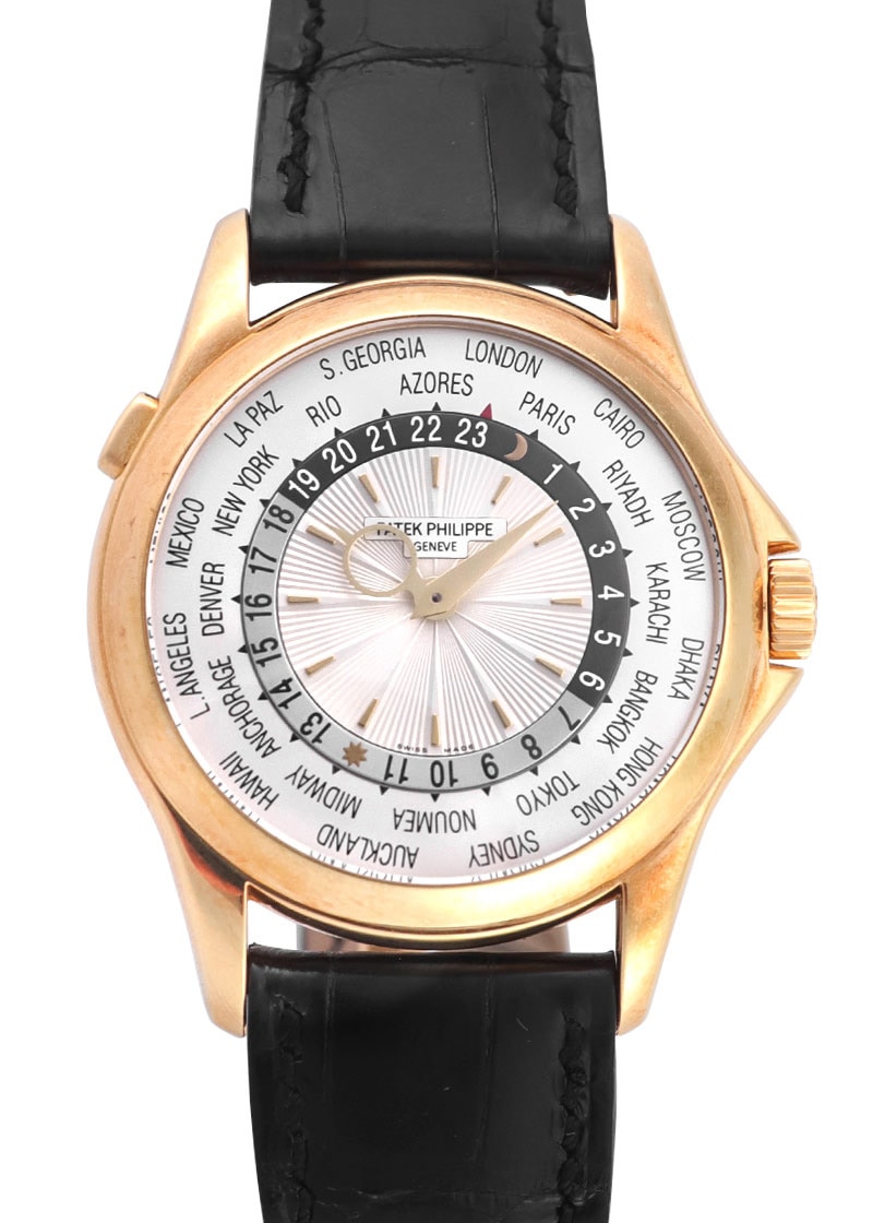 Patek Philippe - World Time| PATEK PHILIPPE| 5130J - 001| YG Silver Clock Automatic Leather| Middle Ages| Patek Philippe - World Time| PATEK PHILIPPE| 5130J - 001| YG Silver Clock Automatic Leather| Middle Ages| - Image 1