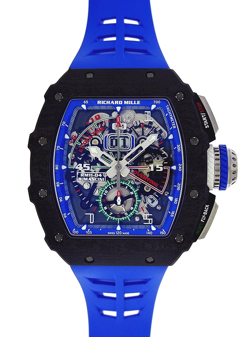 Richard Mill - Automatic Flyback Chronograph Robert Mancini| by Richard Mille| RM11-04| Carbon TPT Skeleton Dial Autowinding Rubber| Commissions| Unused item| Richard Mill - Automatic Flyback Chronograph Robert Mancini| by Richard Mille| RM11-04| Carbon TPT Skeleton Dial Autowinding Rubber| Commissions| Unused item| - Image 1